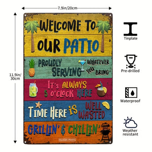 Planet Gates Metal 1pc, Vintage Metal Tin Sign for Swimming Pool Backyard Bar - 8''x12'' Wall Art for Home, Restaurant, Cafe, Garage - Water-proof and Dust-proof