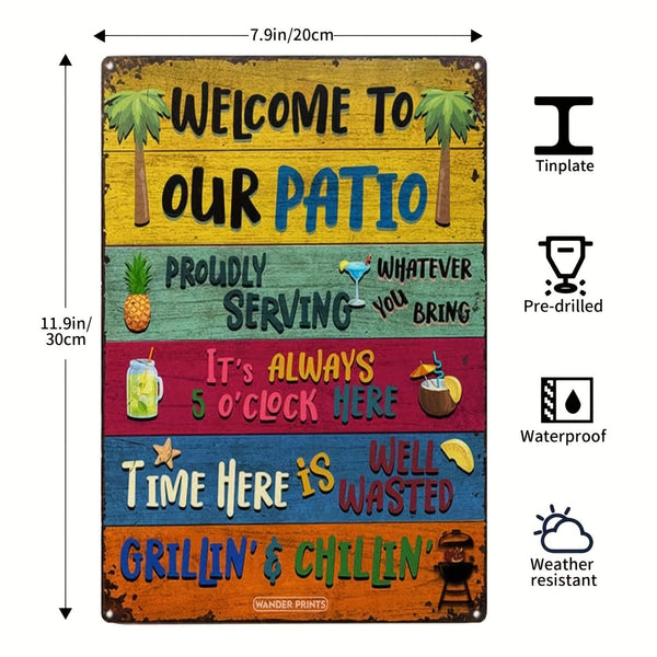 Planet Gates Metal 1pc, Vintage Metal Tin Sign for Swimming Pool Backyard Bar - 8''x12'' Wall Art for Home, Restaurant, Cafe, Garage - Water-proof and Dust-proof