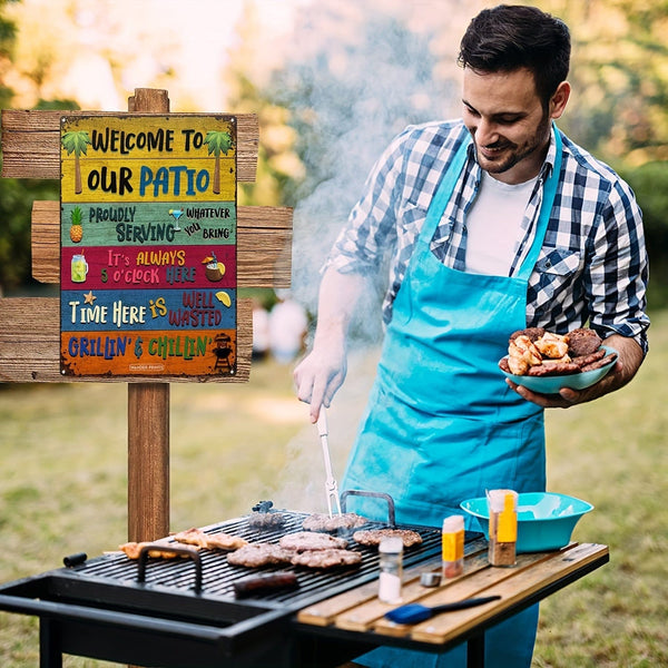 Planet Gates Metal 1pc, Vintage Metal Tin Sign for Swimming Pool Backyard Bar - 8''x12'' Wall Art for Home, Restaurant, Cafe, Garage - Water-proof and Dust-proof