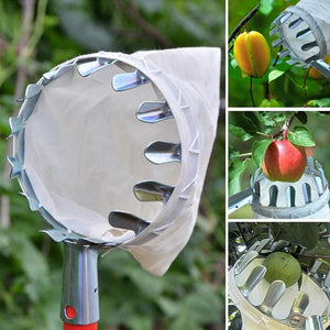 Planet Gates Metal Fruit Picker for High Tree Orchard Apple Peach Cherry Catcher Farm Garden Picking Tool Portable Fruit Collection Pouch