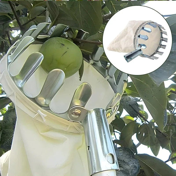 Planet Gates Metal Fruit Picker for High Tree Orchard Apple Peach Cherry Catcher Farm Garden Picking Tool Portable Fruit Collection Pouch