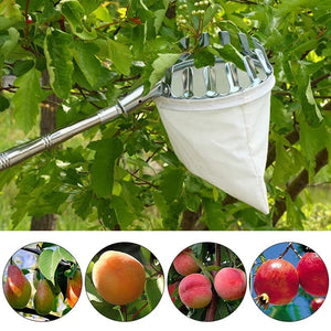 Planet Gates Metal Fruit Picker for High Tree Orchard Apple Peach Cherry Catcher Farm Garden Picking Tool Portable Fruit Collection Pouch