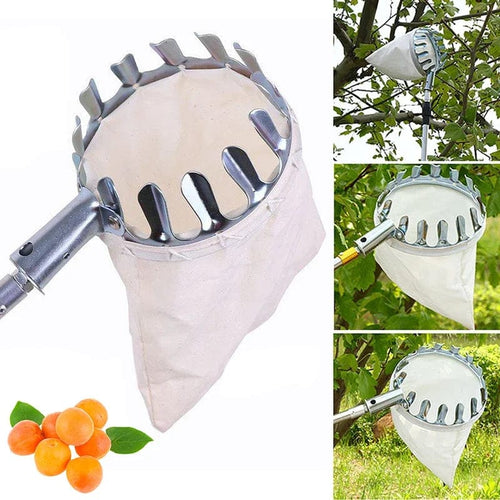 Planet Gates Metal Fruit Picker for High Tree Orchard Apple Peach Cherry Catcher Farm Garden Picking Tool Portable Fruit Collection Pouch