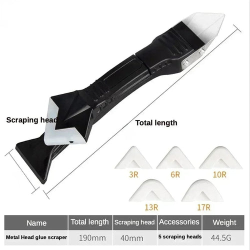 Planet Gates Metal Scraper set 5 In 1 Silicone Scraper Sealant Smooth Remover Tool Set Caulking Finisher Smooth Grout Kit Floor Mould Removal Hand Tools Set