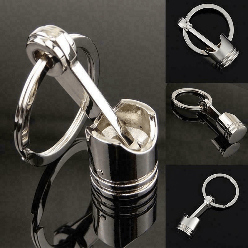 Planet Gates Metallic Luster Creative Metal Piston Model Keyring: A Stylish Keychain for Car Enthusiasts!