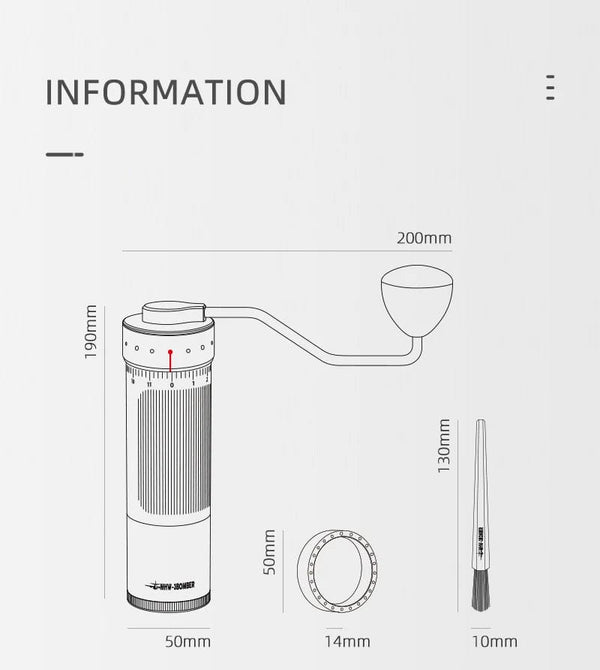 Planet Gates MHW-3BOMBER Manual Coffee Grinder Numerical External Setting Stainless Steel Conical Burr Fit Drip Coffee Espresso Barista Gifts