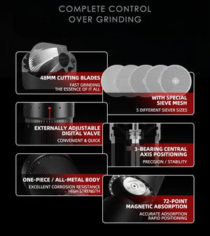 Planet Gates MHW-3BOMBER Manual Coffee Grinder Numerical External Setting Stainless Steel Conical Burr Fit Drip Coffee Espresso Barista Gifts