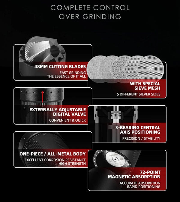 Planet Gates MHW-3BOMBER Manual Coffee Grinder Numerical External Setting Stainless Steel Conical Burr Fit Drip Coffee Espresso Barista Gifts