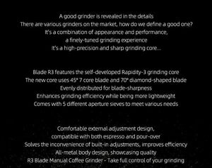 Planet Gates MHW-3BOMBER Manual Coffee Grinder Numerical External Setting Stainless Steel Conical Burr Fit Drip Coffee Espresso Barista Gifts