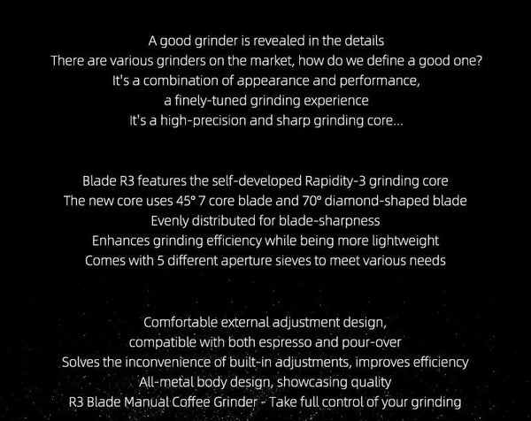 Planet Gates MHW-3BOMBER Manual Coffee Grinder Numerical External Setting Stainless Steel Conical Burr Fit Drip Coffee Espresso Barista Gifts