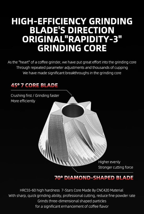 Planet Gates MHW-3BOMBER Manual Coffee Grinder Numerical External Setting Stainless Steel Conical Burr Fit Drip Coffee Espresso Barista Gifts