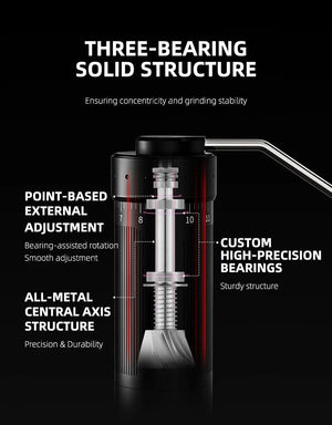 Planet Gates MHW-3BOMBER Manual Coffee Grinder Numerical External Setting Stainless Steel Conical Burr Fit Drip Coffee Espresso Barista Gifts