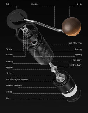 Planet Gates MHW-3BOMBER Manual Coffee Grinder Numerical External Setting Stainless Steel Conical Burr Fit Drip Coffee Espresso Barista Gifts