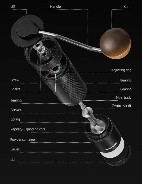 Planet Gates MHW-3BOMBER Manual Coffee Grinder Numerical External Setting Stainless Steel Conical Burr Fit Drip Coffee Espresso Barista Gifts