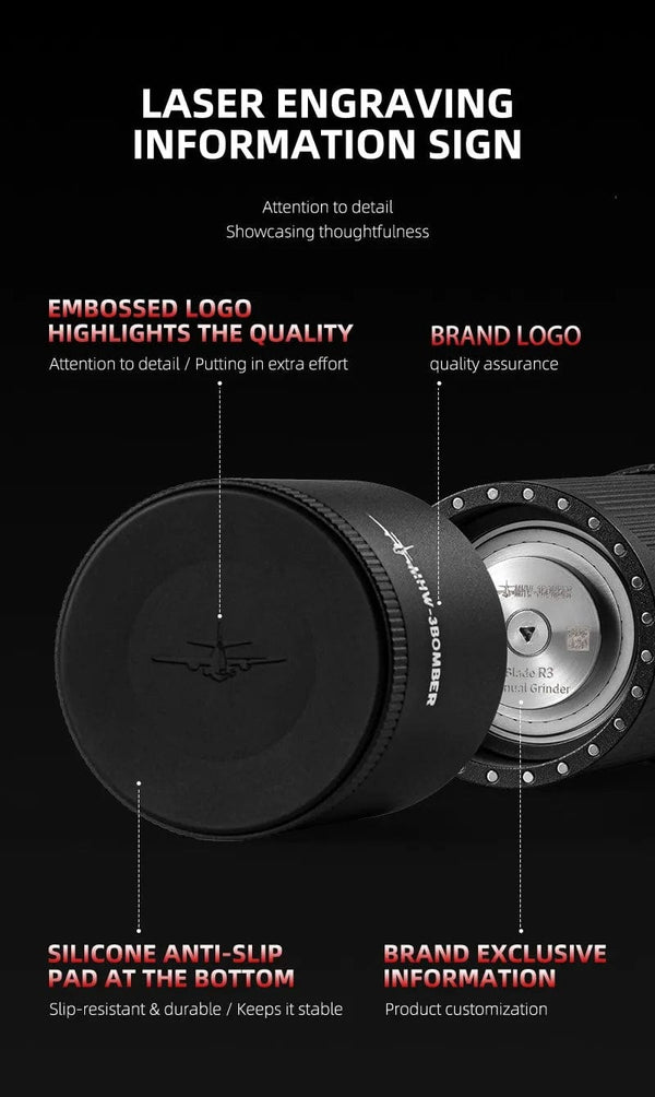 Planet Gates MHW-3BOMBER Manual Coffee Grinder Numerical External Setting Stainless Steel Conical Burr Fit Drip Coffee Espresso Barista Gifts