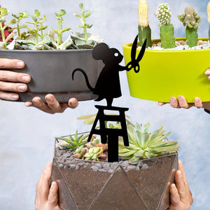 Planet Gates Mice 1pc Metal Garden Stake Silhouette, Mouse With Scissors Design, 17.02x6.86 Cm Decorative Art Lawn Yard Sign, Creative Animal Sculpture Ornament, Outdoor Decor For Spring Season, Durable Metal Material