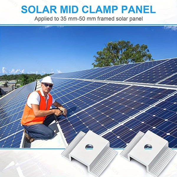 Planet Gates Mid Clamp【4pcs】 4pcs Panel Mid Clamps Solar Panel Bracket Aluminium Mounting Accessories Aluminum Solar Mid Clamp For Solar Panel Mounting Solar Panel Mid Clamp