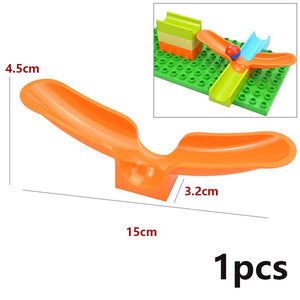 Planet Gates Middle Double Chute Big Size Building Block Marble Race Run Slide Track Maze Ball Funnel Dinosaur Animal Large Particle Brick Compatible Duploes Toy