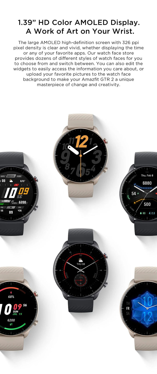 Planet Gates Midnight Black / GTR 2 New Version / spain Euro Amazfit GTR 2 New Version 46mm Smartwatch Ultra-long Battery Life Alexa Built-inSmart Watch For Android iOS Phone