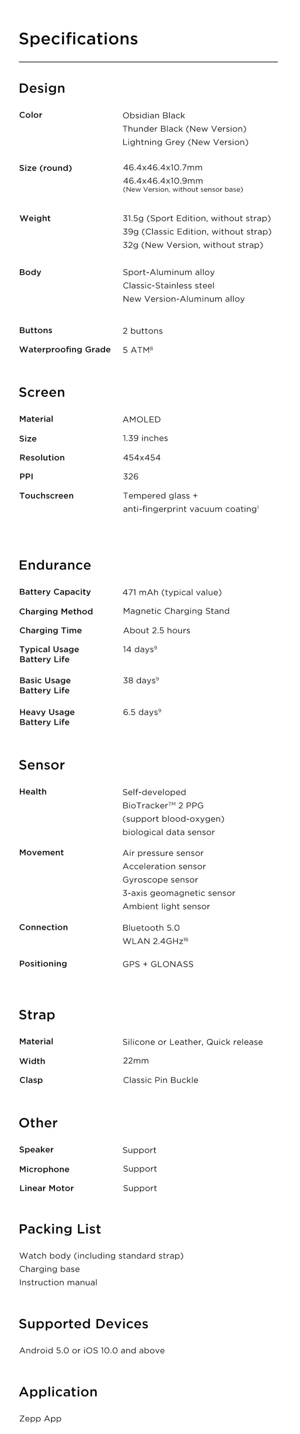 Planet Gates Midnight Black / GTR 2 New Version / spain Euro Amazfit GTR 2 New Version 46mm Smartwatch Ultra-long Battery Life Alexa Built-inSmart Watch For Android iOS Phone