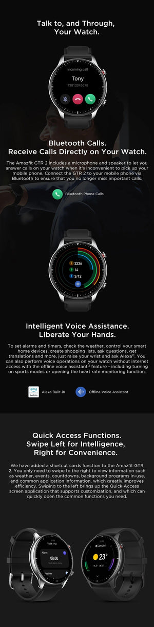 Planet Gates Midnight Black / GTR 2 New Version / spain Euro Amazfit GTR 2 New Version 46mm Smartwatch Ultra-long Battery Life Alexa Built-inSmart Watch For Android iOS Phone
