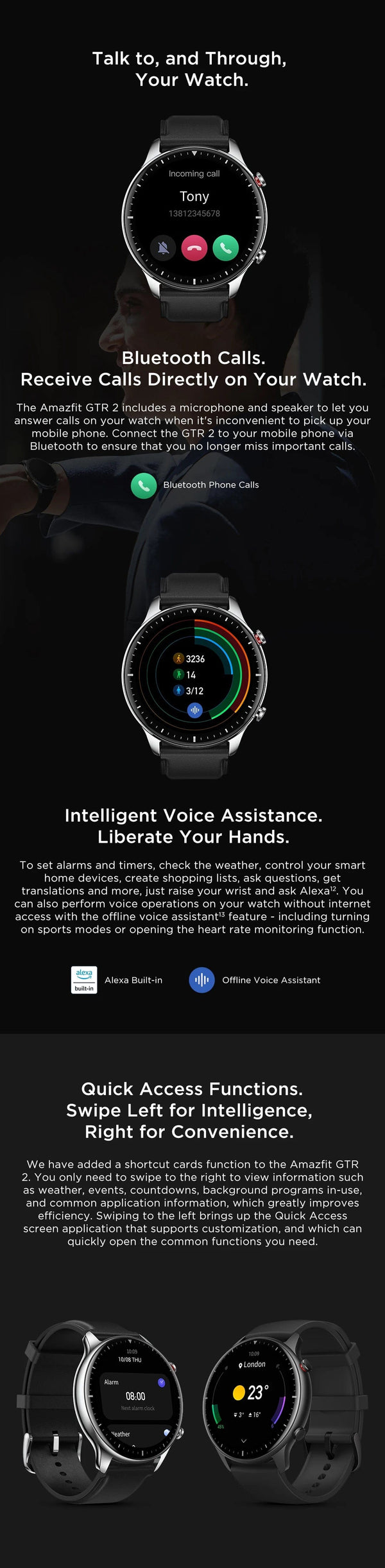 Planet Gates Midnight Black / GTR 2 New Version / spain Euro Amazfit GTR 2 New Version 46mm Smartwatch Ultra-long Battery Life Alexa Built-inSmart Watch For Android iOS Phone