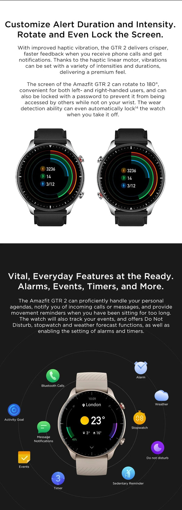 Planet Gates Midnight Black / GTR 2 New Version / spain Euro Amazfit GTR 2 New Version 46mm Smartwatch Ultra-long Battery Life Alexa Built-inSmart Watch For Android iOS Phone