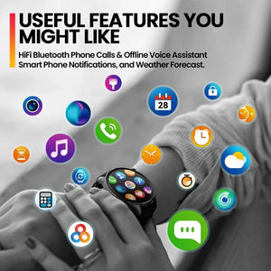 Planet Gates Midnight Blue New Zeblaze Btalk 3 PRO Smart Watch AMOLED Display Hi-Fi Bluetooth Phone Calls Smartwatch Health and Fitness Tracking