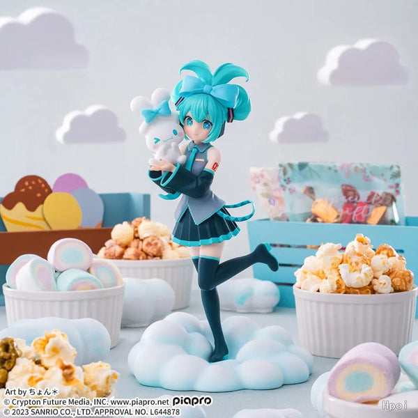 Planet Gates Miku / With box 17CM Anime Hatsune Miku X Cinnamoroll Figure Anime Peripheral Collectible Models Decorative Decorations Children Kawaii Gift