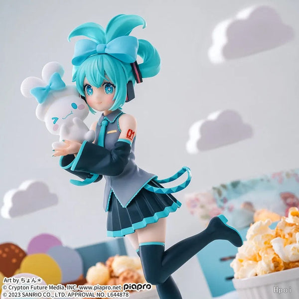 Planet Gates Miku / With box 17CM Anime Hatsune Miku X Cinnamoroll Figure Anime Peripheral Collectible Models Decorative Decorations Children Kawaii Gift