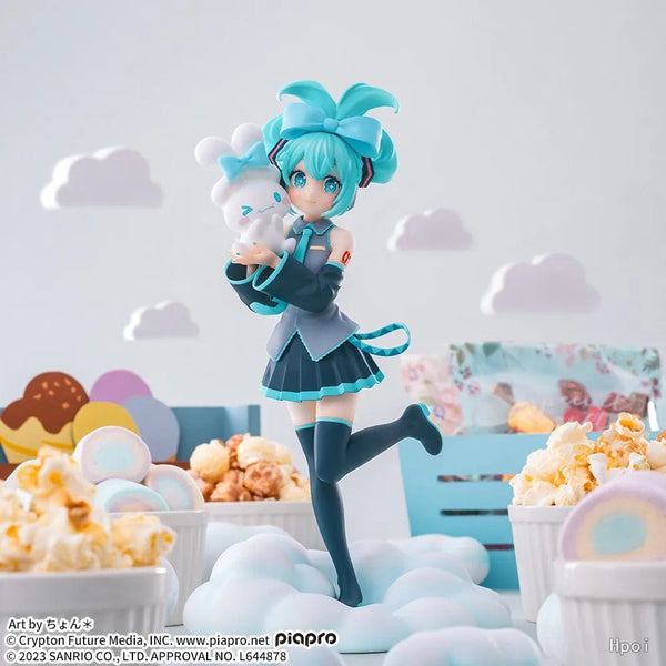 Planet Gates Miku / With box 17CM Anime Hatsune Miku X Cinnamoroll Figure Anime Peripheral Collectible Models Decorative Decorations Children Kawaii Gift