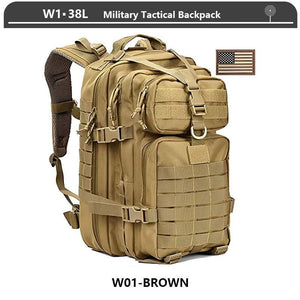Planet Gates Military Tactical Backpack 3 Day Assault Pack Army Molle Bag 38/45L Large Outdoor Waterproof Hiking Camping Travel 600D Rucksack