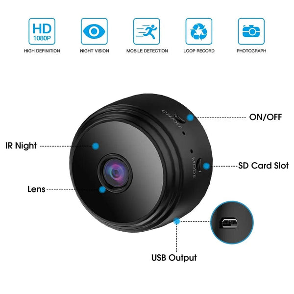 Planet Gates Mini A9 Cameras WiFi Wireless 1080p Vehicle Camera Voice Recorder Home Camcorder Security Surveillance Electronics