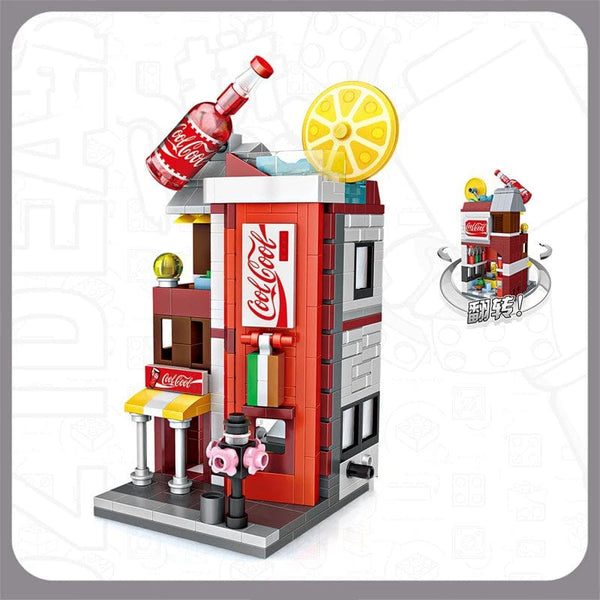 Planet Gates Mini Bricks City View Scene Mini Street Model Building Block Toys Gaming Room Candy Shop Toy Store Architecture Children DIY