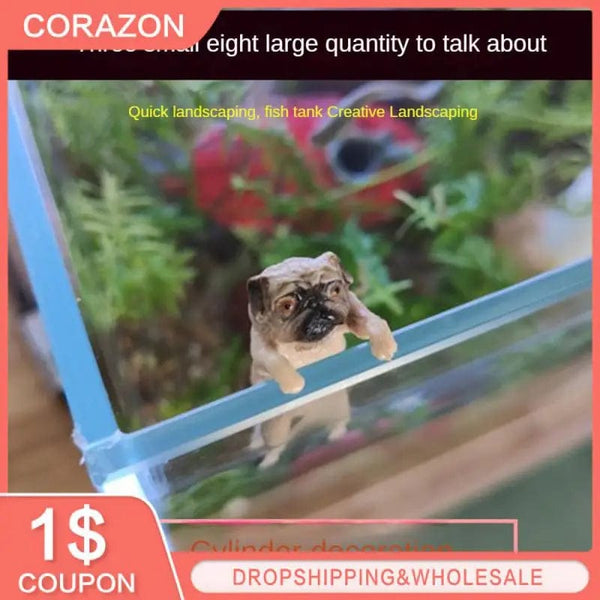 Planet Gates Mini Cartoon Dog Ornament Resin Figurine DIY Crafts Statue For Fish Tank Fishbowl Aquarium Accessories Home Decoration
