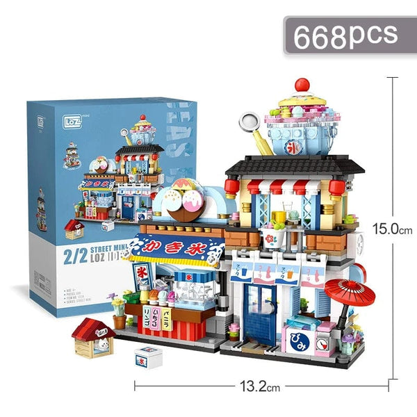 Planet Gates Mini city Street view Architectural landscape model Creative folding blocks toy Takoyaki Shop Coffee shop Christmas gift