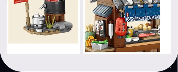 Planet Gates Mini city Street view Architectural landscape model Creative folding blocks toy Takoyaki Shop Coffee shop Christmas gift