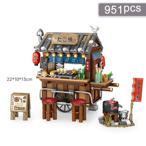 Planet Gates Mini city Street view Architectural landscape model Creative folding blocks toy Takoyaki Shop Coffee shop Christmas gift