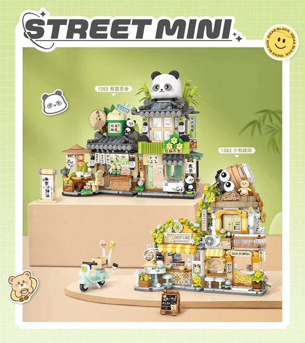 Planet Gates Mini city Street view Architectural landscape model Creative folding blocks toy Takoyaki Shop Coffee shop Christmas gift