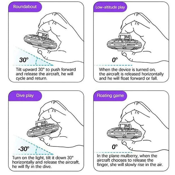 Planet Gates Mini Drone LED UFO Fingertip flying machine induction gyroscope Decompression adult children's toys