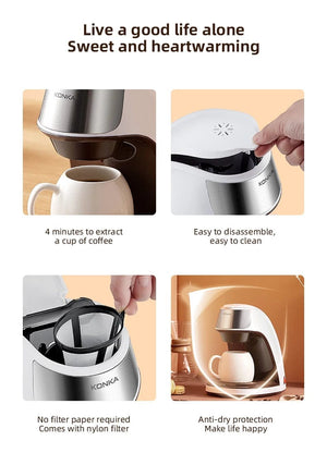 Planet Gates Mini Electric Drip Coffee Maker American Drip Coffee Maker One Button Operation Coffee Maker Coffee Tools