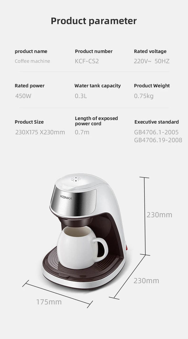 Planet Gates Mini Electric Drip Coffee Maker American Drip Coffee Maker One Button Operation Coffee Maker Coffee Tools