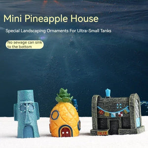 Planet Gates MINI Fish Tank Aquarium Landscaping Decoration Landscape Cartoon Pineapple House Resin Ornaments Floating Home Ornaments