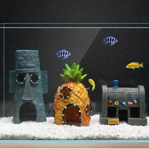 Planet Gates MINI Fish Tank Aquarium Landscaping Decoration Landscape Cartoon Pineapple House Resin Ornaments Floating Home Ornaments