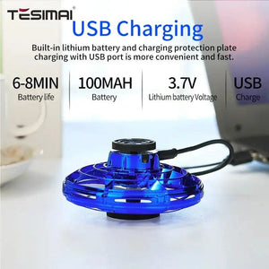 Planet Gates Mini Flying Spinner Luminous UFO Drone Hand Operated Flyorb Fly Fidget Toys Children Kids Adult Christmas Birthday Gift