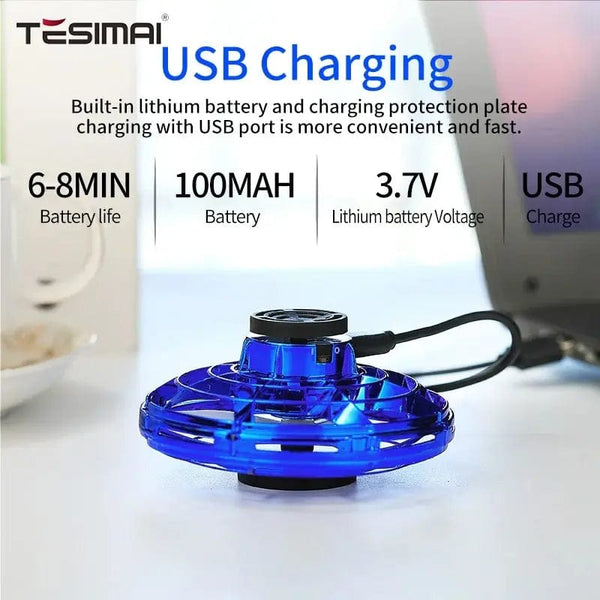 Planet Gates Mini Flying Spinner Luminous UFO Drone Hand Operated Flyorb Fly Fidget Toys Children Kids Adult Christmas Birthday Gift