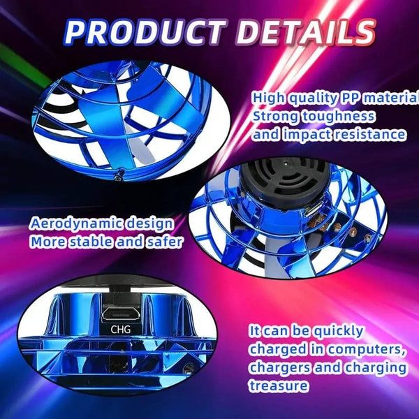 Planet Gates Mini Flying Spinner Luminous UFO Drone Hand Operated Flyorb Fly Fidget Toys Children Kids Adult Christmas Birthday Gift