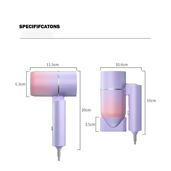 Planet Gates MIni Folding Hairdryer 220V-240V 750W with Carrying Bag Hot Air Anion Hair Care for Home Travel Hair Dryer Dormitory Blow Drier