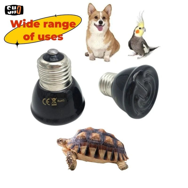Planet Gates Mini Infrared Ceramic Heating Lamp, Heat Emitter Light Bulb, Pet Reptile, Tortoise Terrapin, Small Pets, 20W, 40W, 60W, 80W