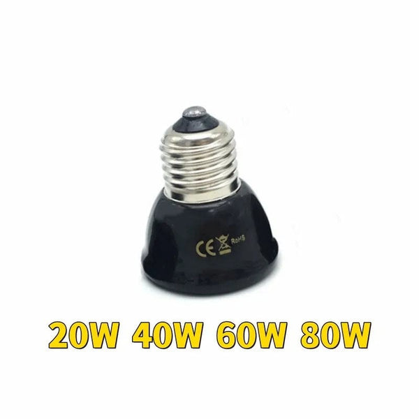 Planet Gates Mini Infrared Ceramic Heating Lamp, Heat Emitter Light Bulb, Pet Reptile, Tortoise Terrapin, Small Pets, 20W, 40W, 60W, 80W